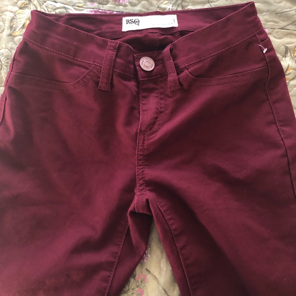 Burgundy skinny jeans